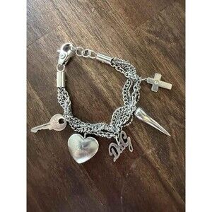 Vintage D&G Dolce & Gabbana Stainless Steel Multi Strand Charm Bracelet 2007